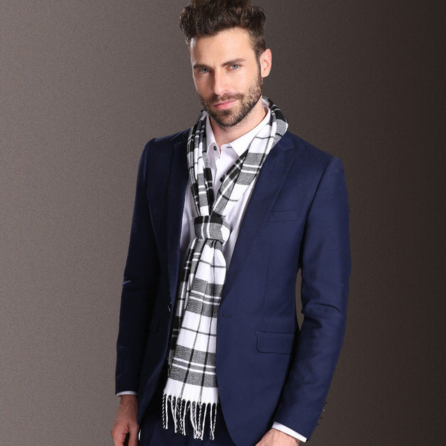 Men's Scarf Tartan Warm Winter Elegant European Style