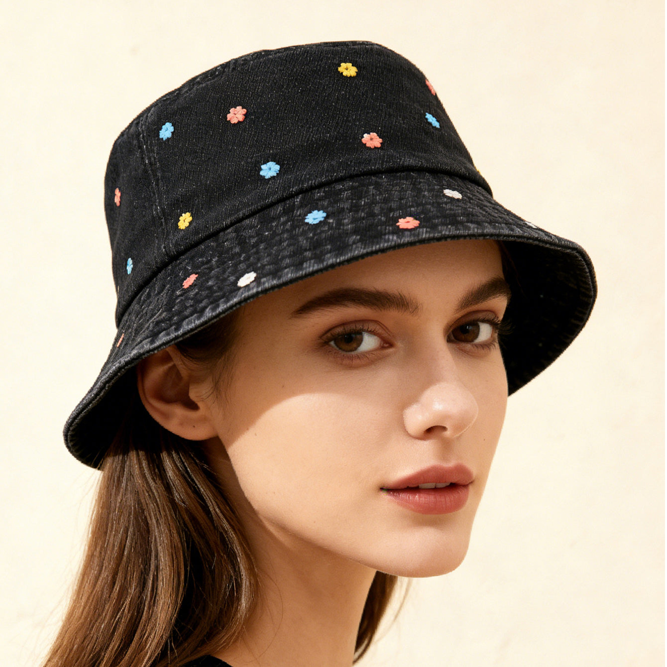 Women's Fisherman Hat with Floral Embroidery – Korean Style Bucket Hat