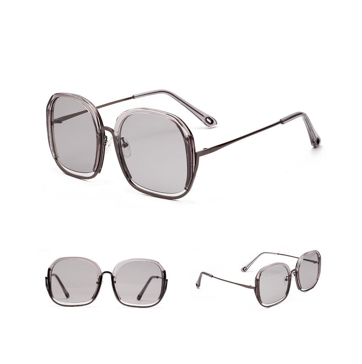 Damen Sonnenbrille Halbrahmen Oversize – Bunte Fashion Brille