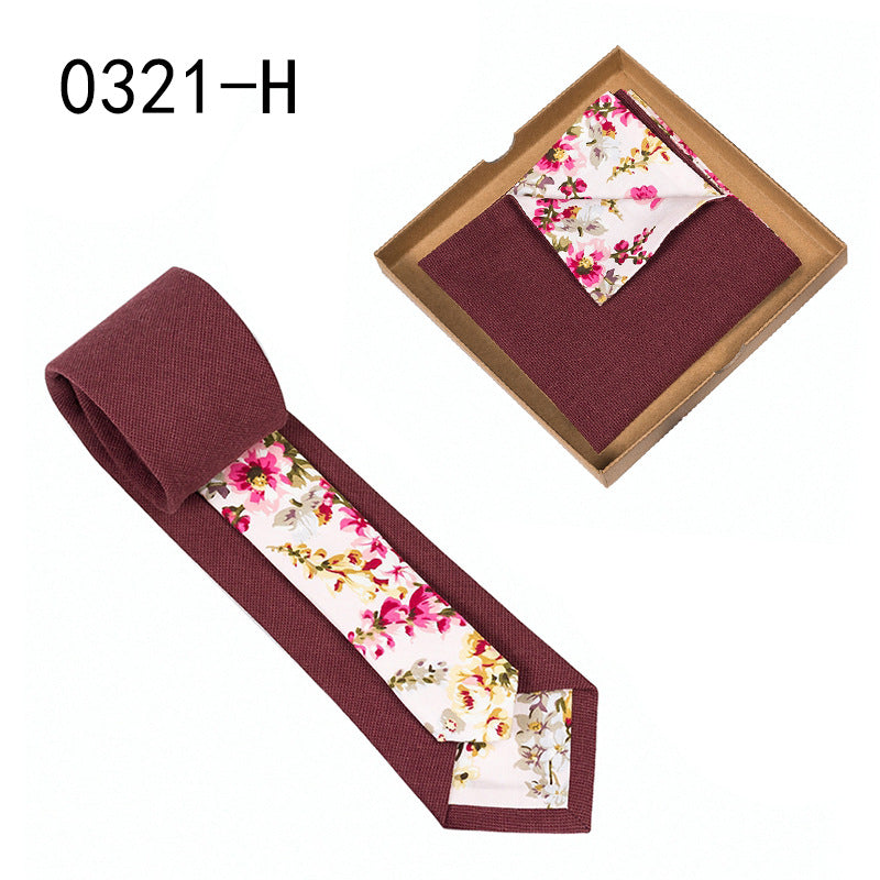 Herren Krawatte floral Baumwolle Einstecktuch elegant modern
