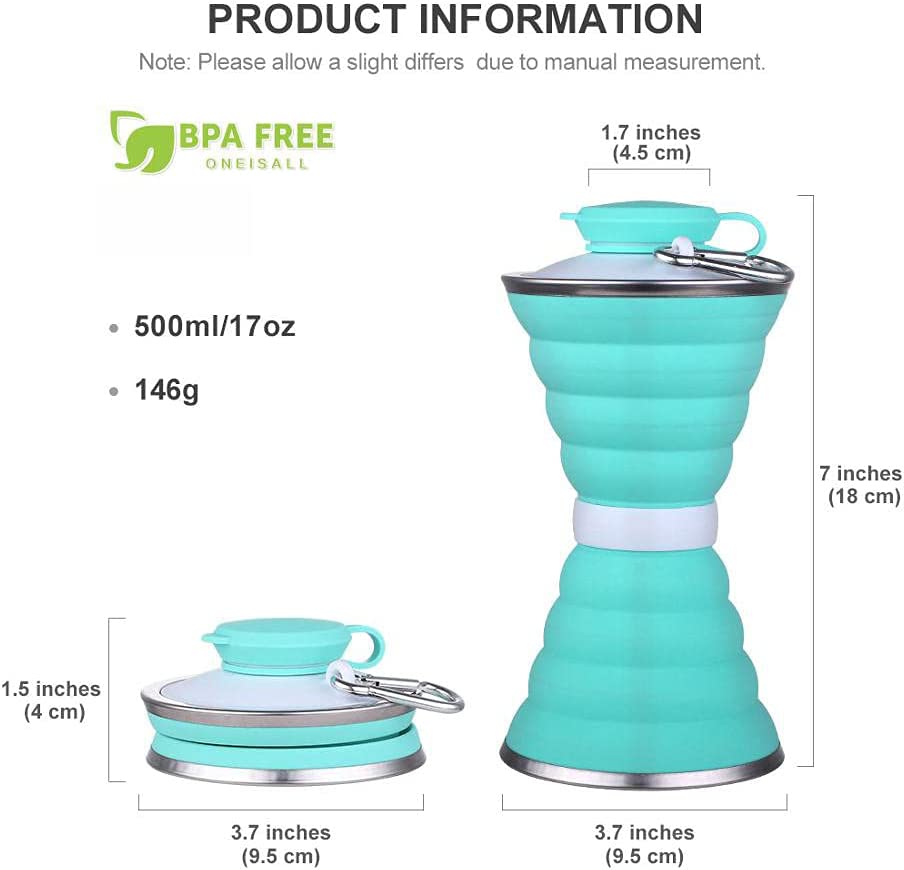 500ml Foldable Silicone Water Bottle – Leak-proof Travel Bottle