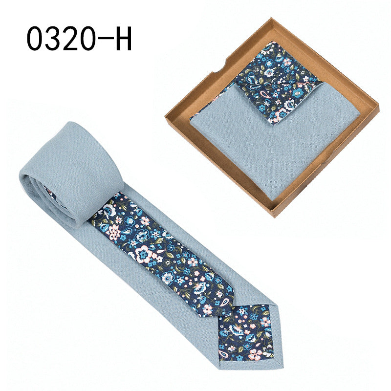 Herren Krawatte floral Baumwolle Einstecktuch elegant modern
