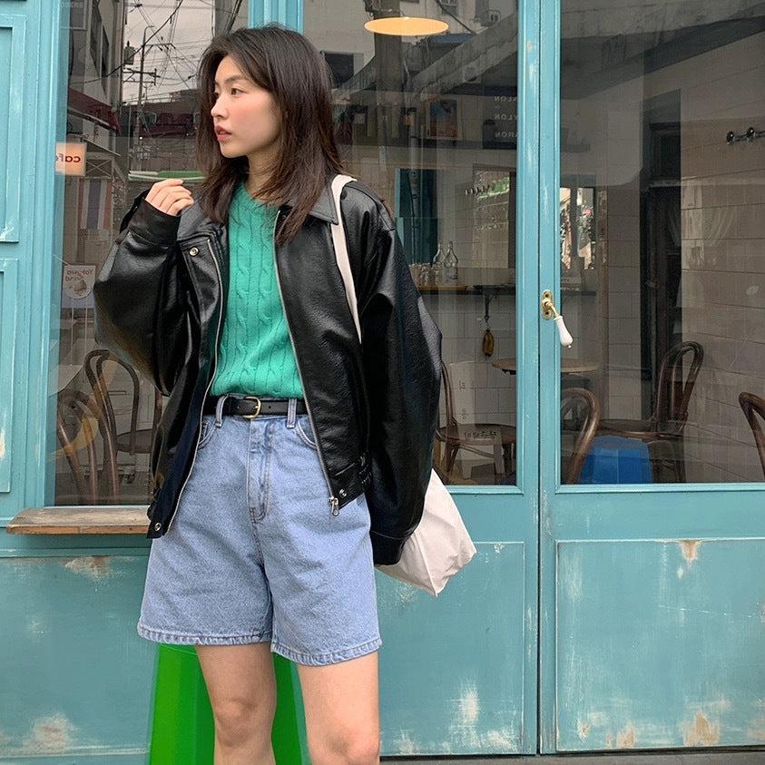 Damen Retro Jacke mit Reißverschluss – Casual & Trendy Look