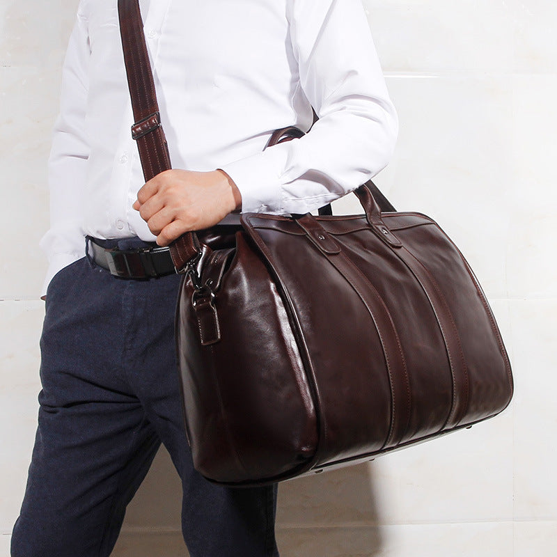 Large Leather Travel Bag – Premium Cowhide Weekender for Men