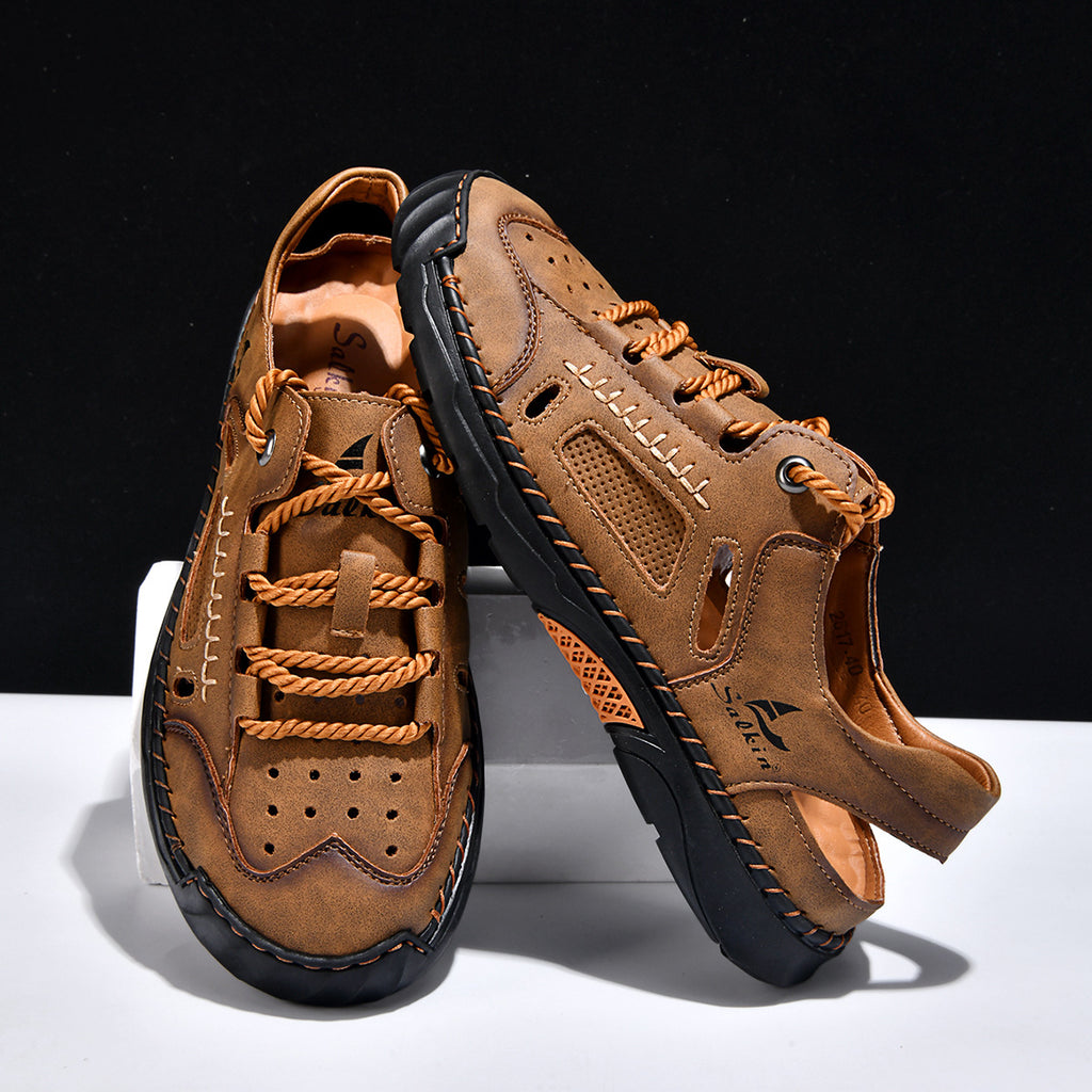 Men's Hand-Stitched Closed Sandals Comfort Casual Shoes