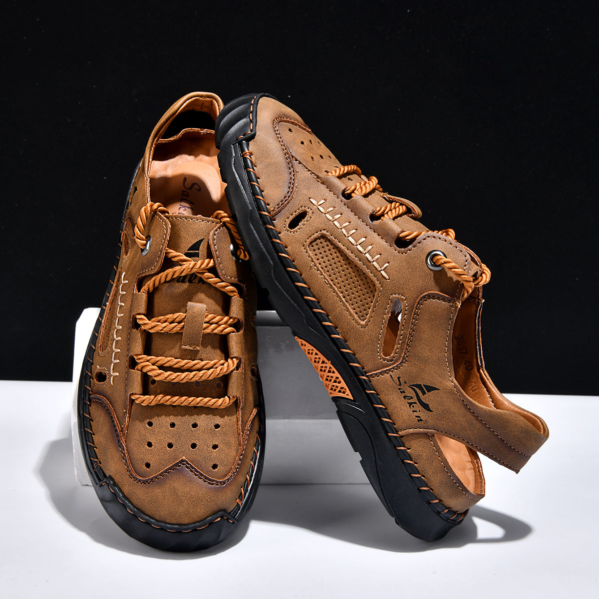 Men's Hand-Stitched Closed Sandals Comfort Casual Shoes