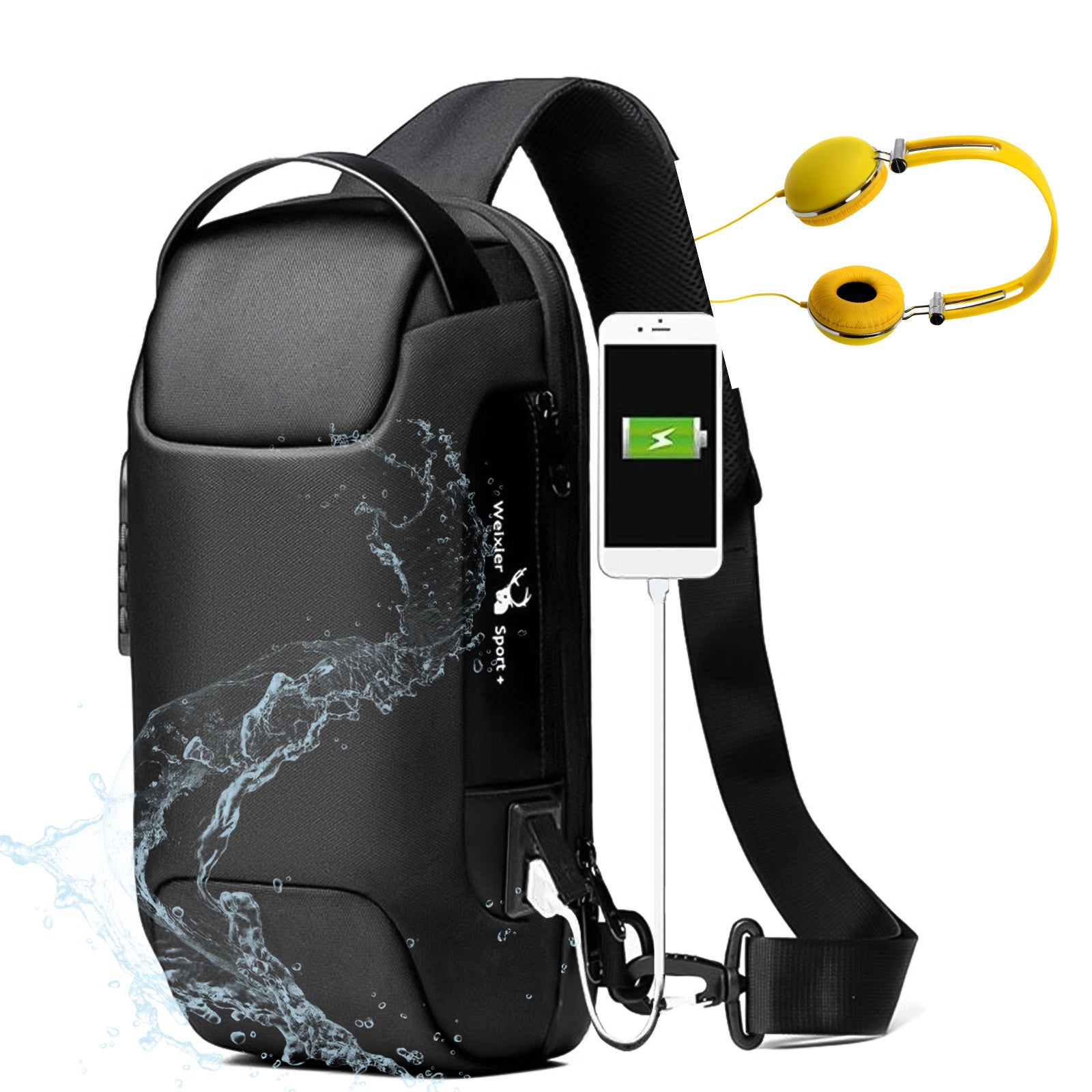 Anti-Theft Crossbody Bag Men USB | Waterproof Oxford