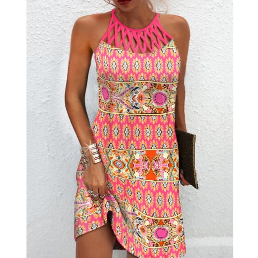 Women's Summer Dress with Print – Halterneck, Lightweight & Trendy
