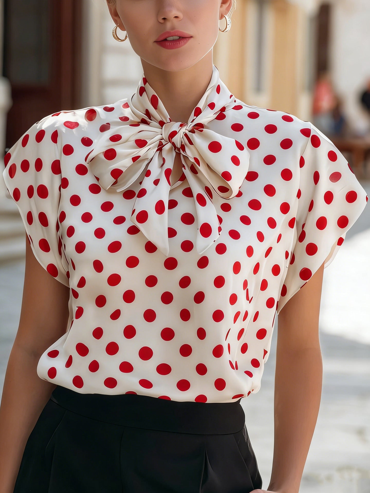 Elegant Women's Blouse with Bow Collar – Business & Timeless Style