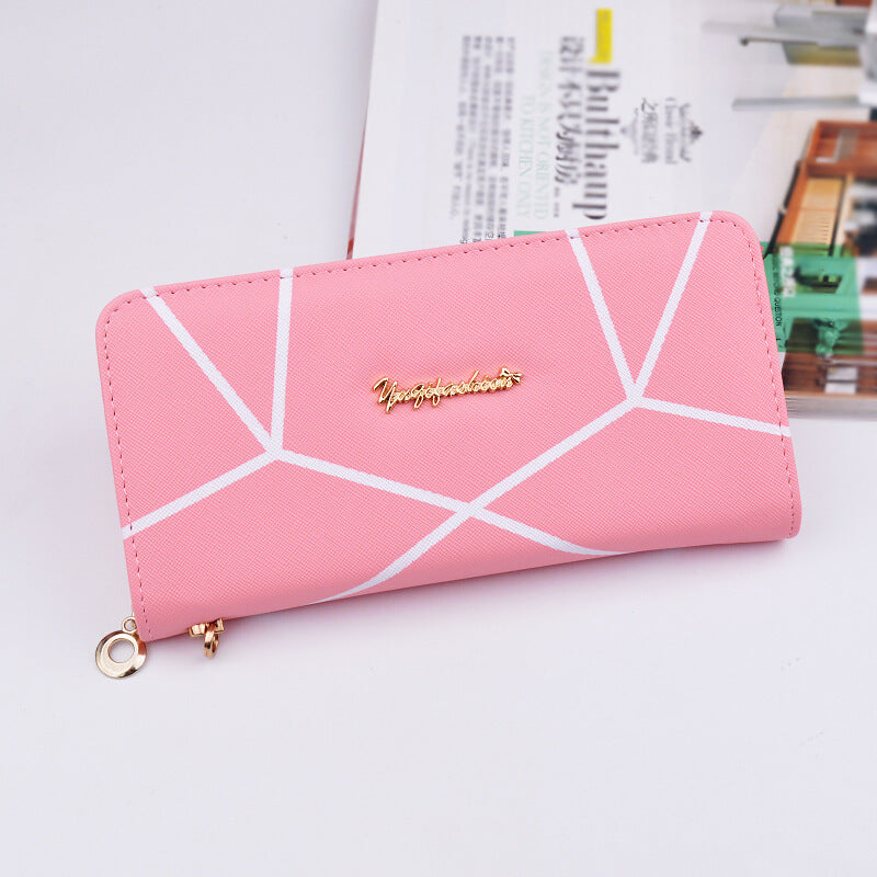 Women's Geometric Long Wallet | Large Fashion Zip Purse