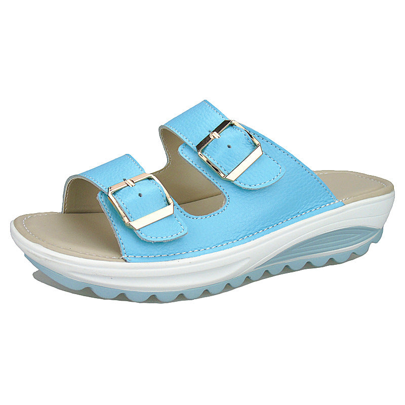 Women's Platform Sandals Leather | Comfortable Wedge Heel Shoes