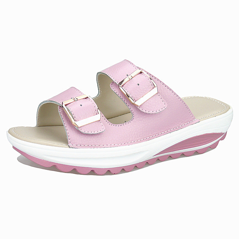 Women's Platform Sandals Leather | Comfortable Wedge Heel Shoes