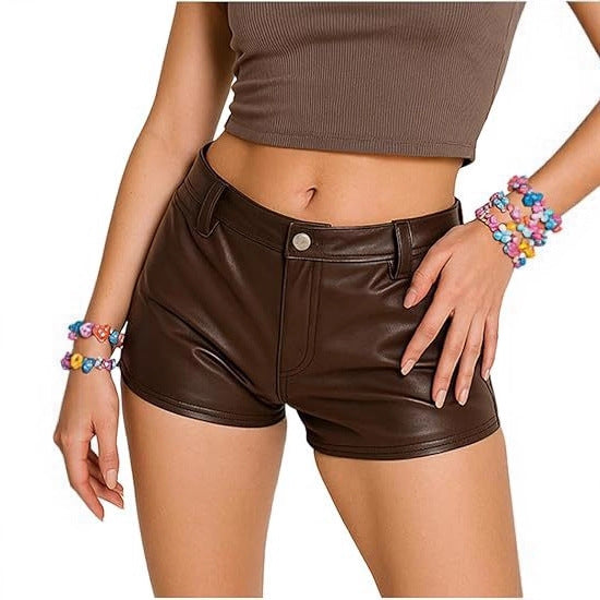 Faux Leather Micro Shorts Women's Sexy Bodycon Party Look Trend