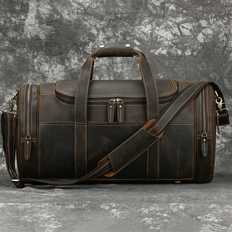 Men's Genuine Leather Vintage Crazy Horse Bag | Travel Handbag