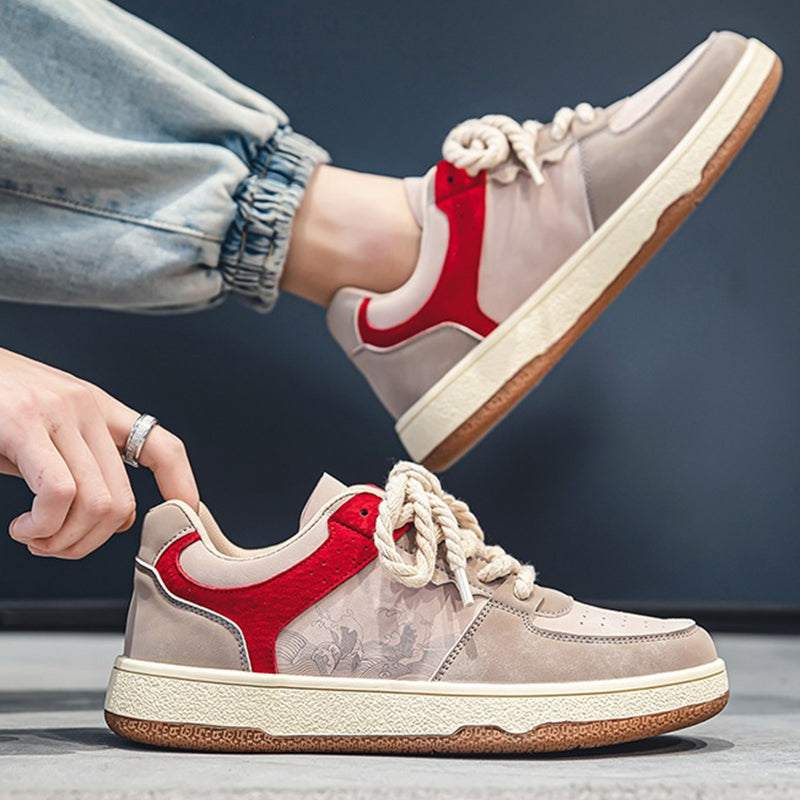 Herren Plateau Sneaker Schnürschuhe Weich Atmungsaktiv Freizeit