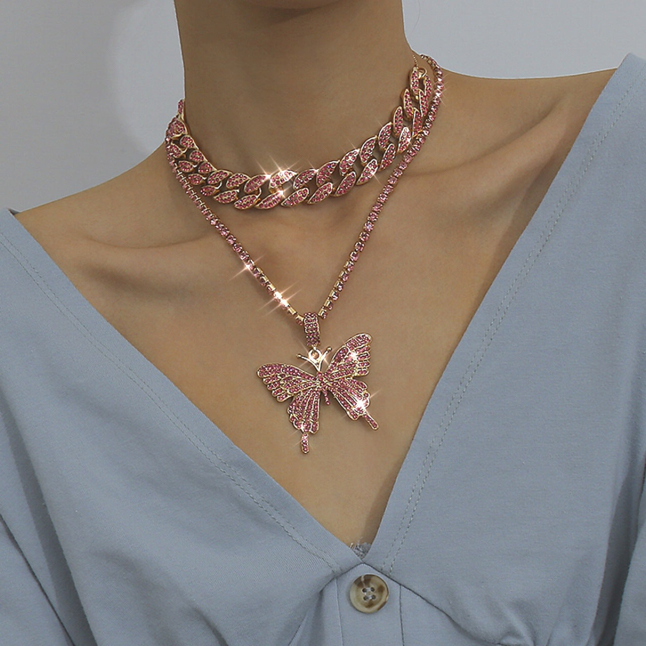 Sparkling Butterfly Necklace with Zircon – Elegant Women's Jewelry