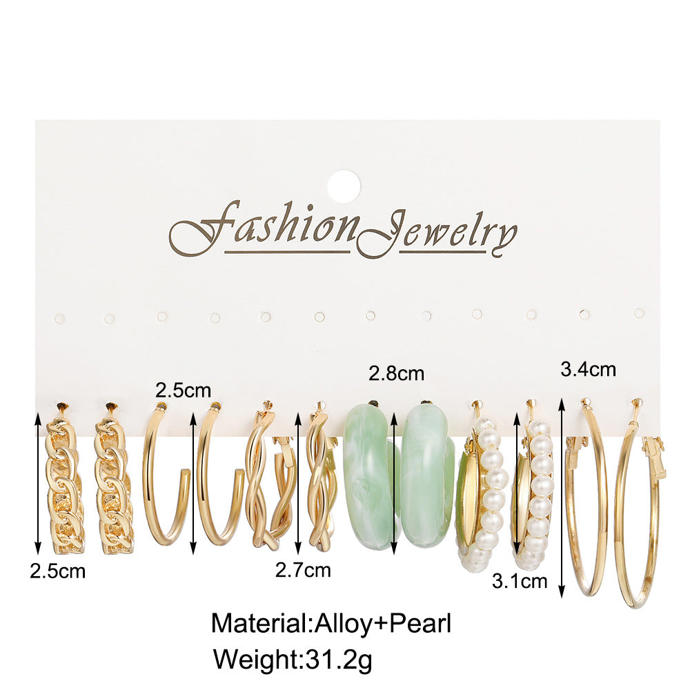 Acryl C-Form Ketten-Ohrringe Set – Moderne Trend Ohrhänger für Damen