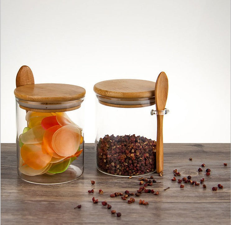 Spice jar with bamboo lid | Airtight kitchen storage jar