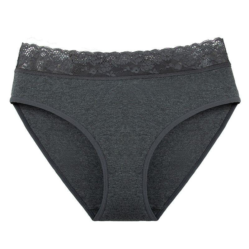 Women's High Waisted Cotton Briefs with Lace | Seamless Comfort**