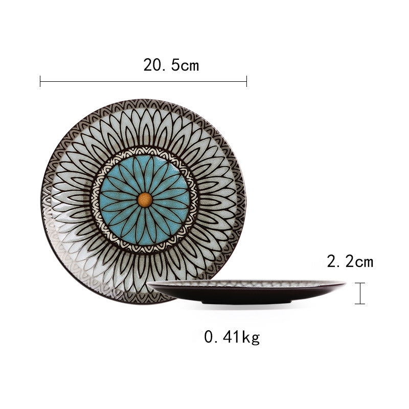 Keramik Teller Vintage | Japanischer Stil Flacher Design Teller