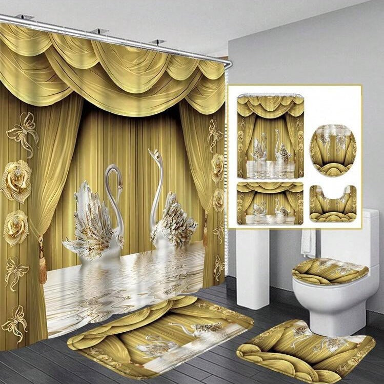 Shower Curtain Swan | Waterproof Elegant Modern Bathroom