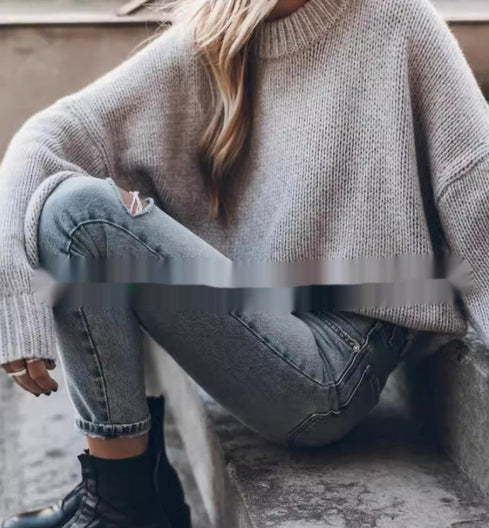 Damen Oversize Strickpullover | Moderner Color Mix Look