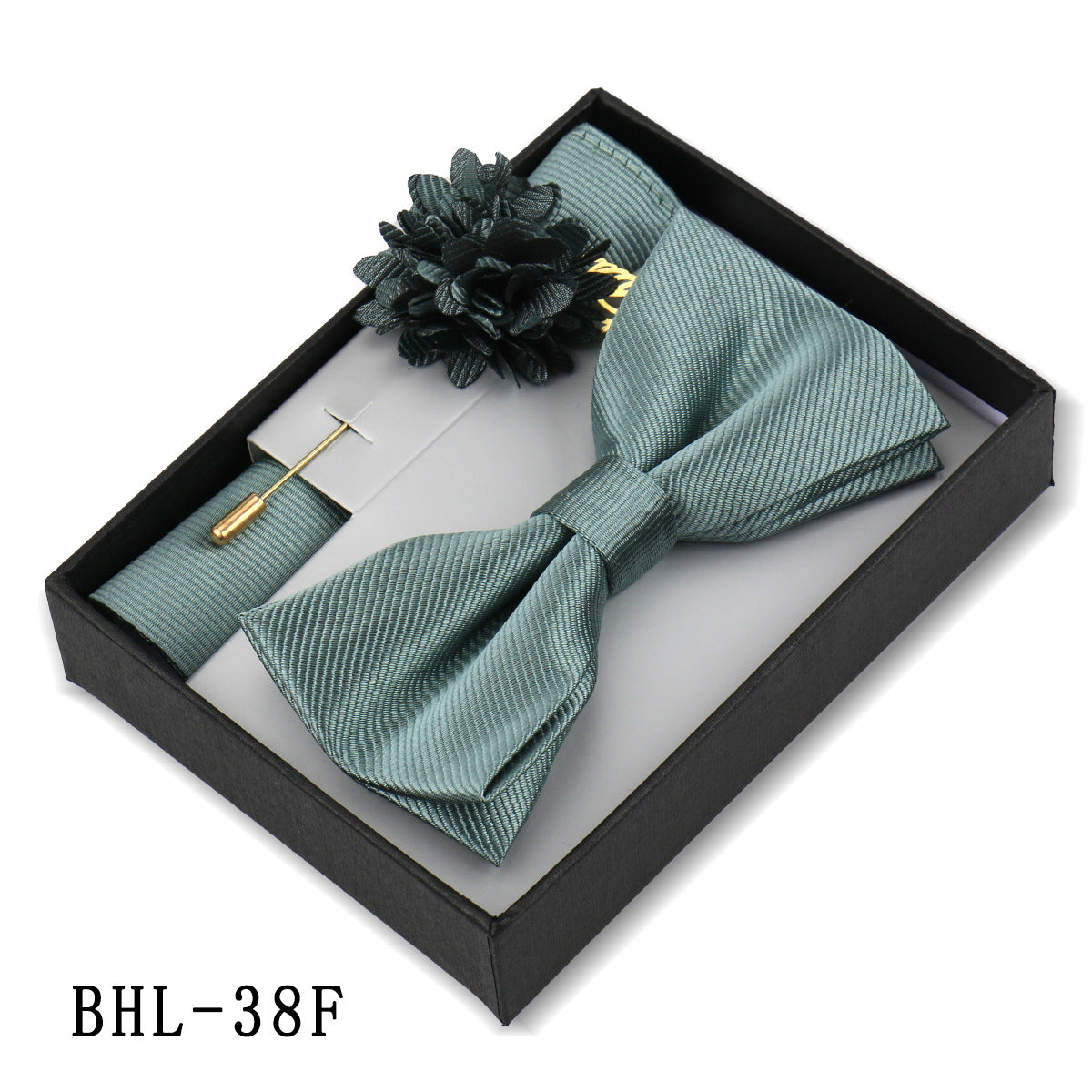 Men's Bow Tie Set Elegant Pocket Square Brooch Gift