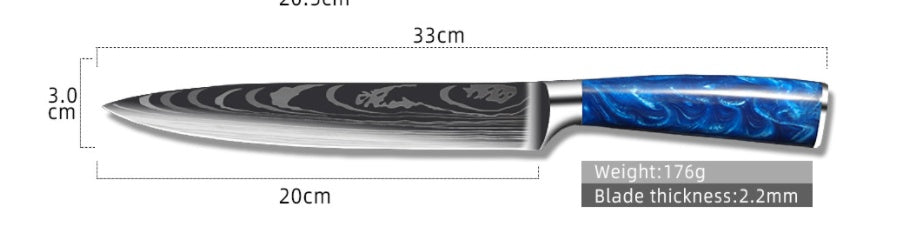 Chef Knife 8 Inch | Kitchen Knife Blue Resin Handle Stainless Steel