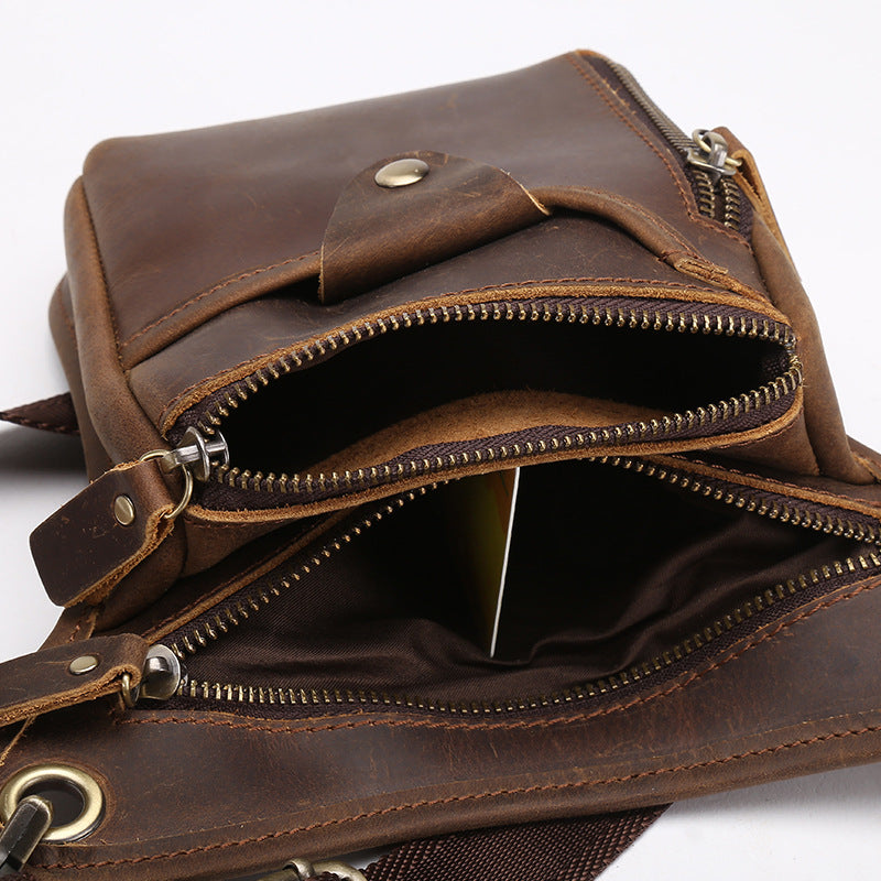 Herren Retro Leder Umhängetasche – Vintage Crazy Horse Satchel Bag