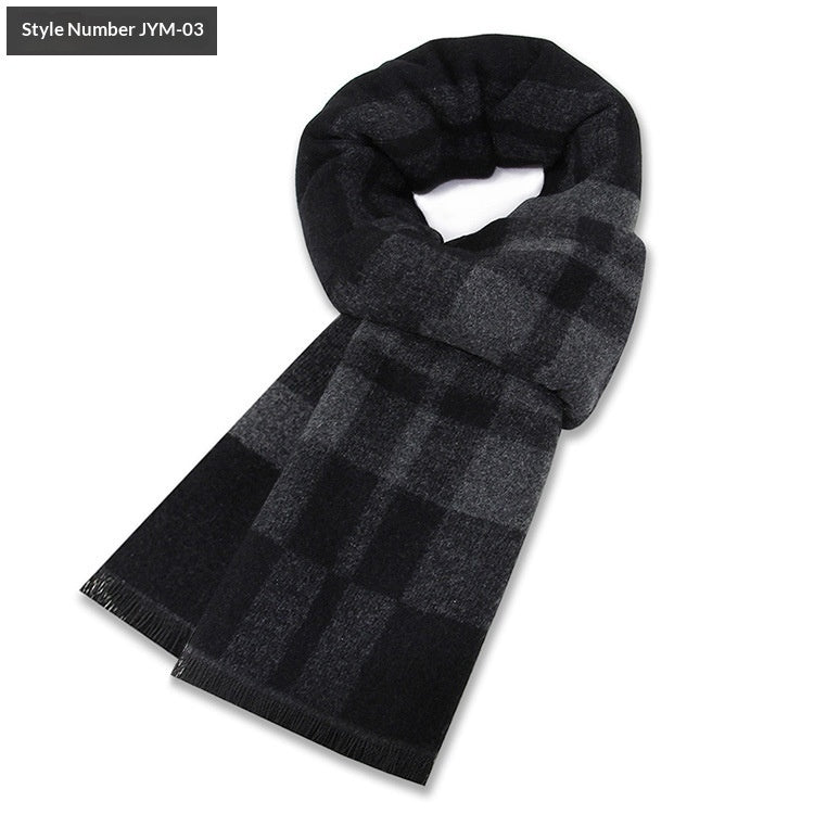 Men's Scarf Plaid Warm Wool Blend Winter Thick Elegant