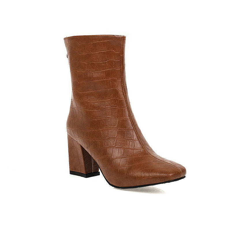 Damen Stretch Boots | Elegante Square Toe Stiefeletten