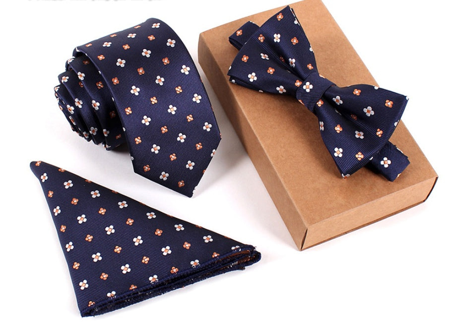 Men's Tie Set Slim Bow Tie Pocket Square elegant festive