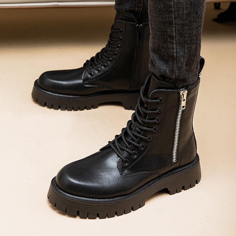 Men's Genuine Leather Martin Boots High Top – Robust Casual Leather Ankle Boots