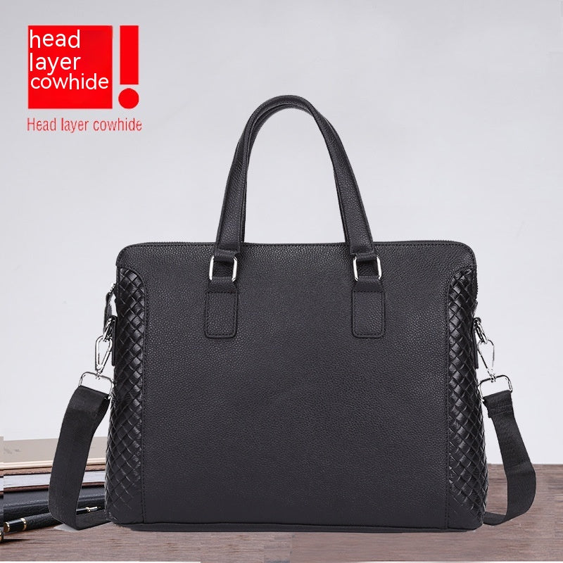 Men's Genuine Leather Briefcase 14 Inch – Business Laptop Bag Made of Cowhide Leather