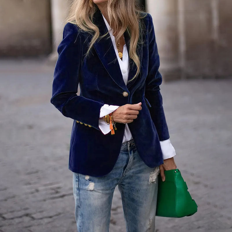 Women's Velvet Blazer Slim Fit – Elegant, Figure-Hugging & Luxury Look