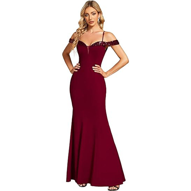 Off-Shoulder Evening Dress for Women | Elegant Long Party Dress