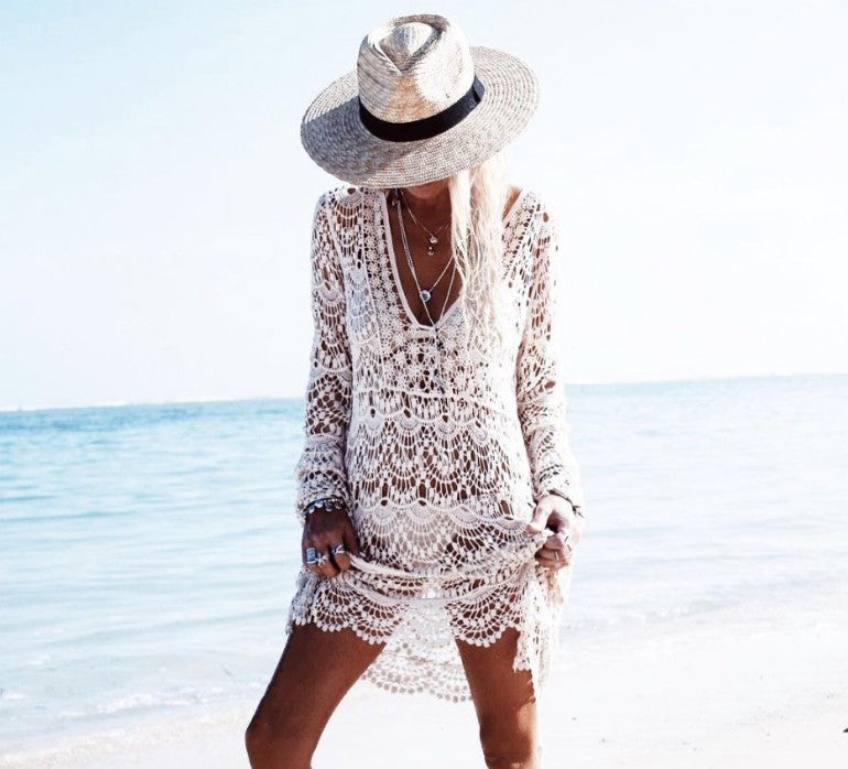 Sexy Damen Mesh Strandshirt | Bikini Cover Up Beachwear