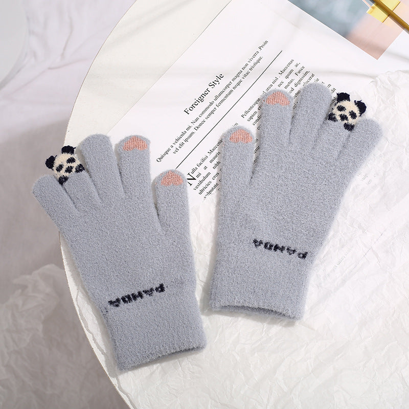 Damen Panda Touchscreen Strickhandschuhe – Warm Winter Fahrrad