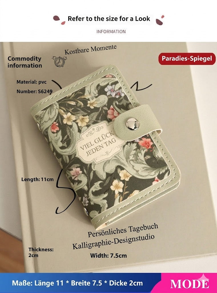 Women's Card Holder Retro Flowers Large Elegant Style