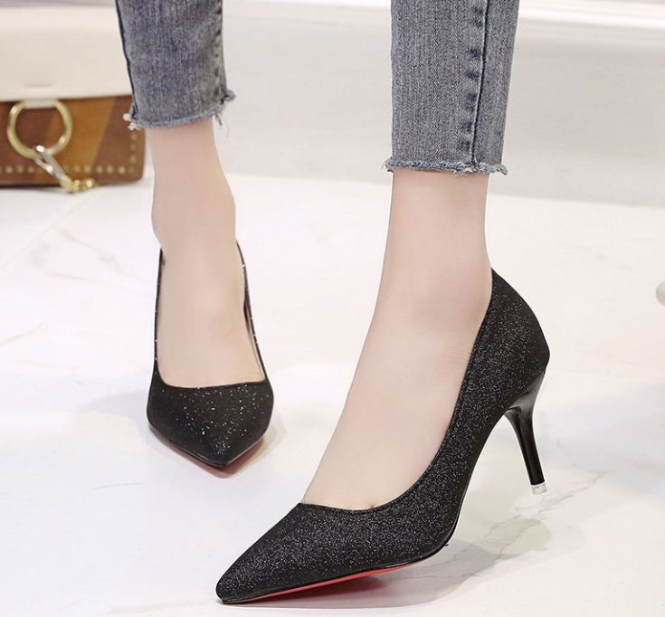 Women's High Heels Silver Black Mesh Sequins | Sexy Glamour Shoes