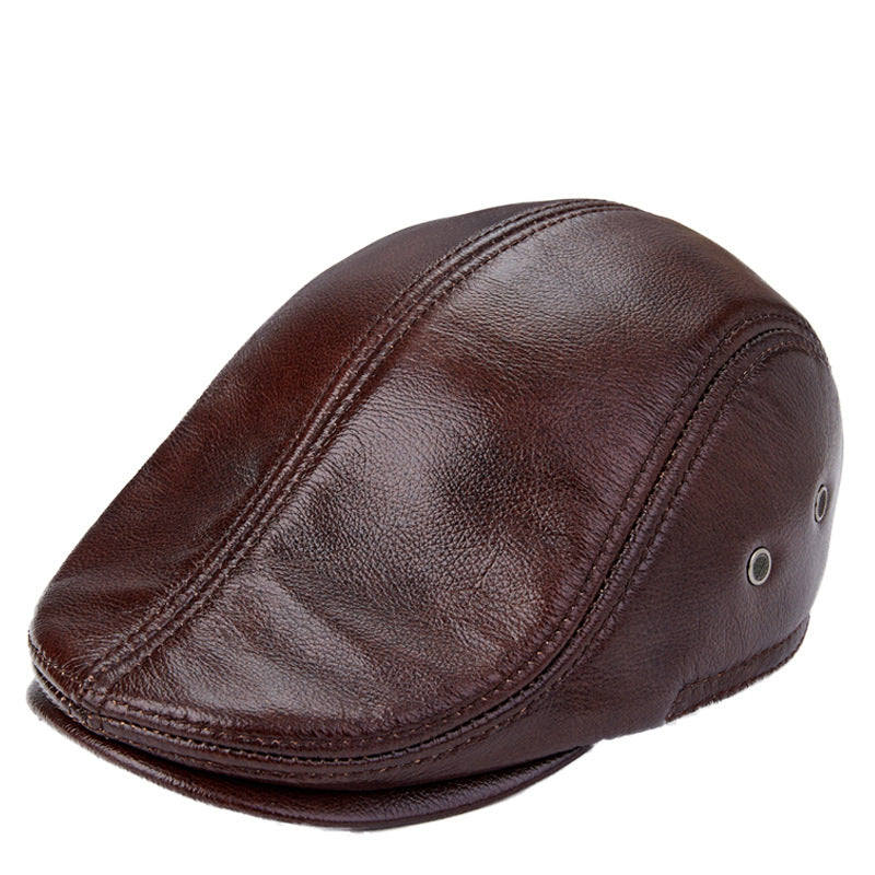 Men's Leather Beret | Ear Protection Warm Elegant Style
