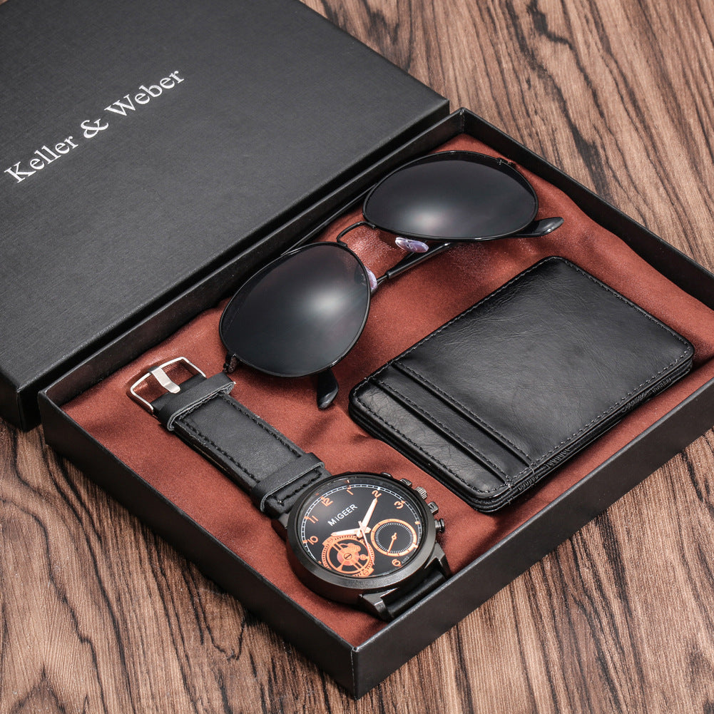 Men's Gift Set Watch Glasses Wallet | Gift Box Set