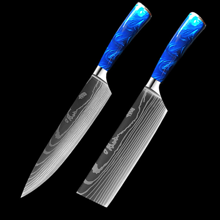 Chef Knife 8 Inch | Kitchen Knife Blue Resin Handle Stainless Steel