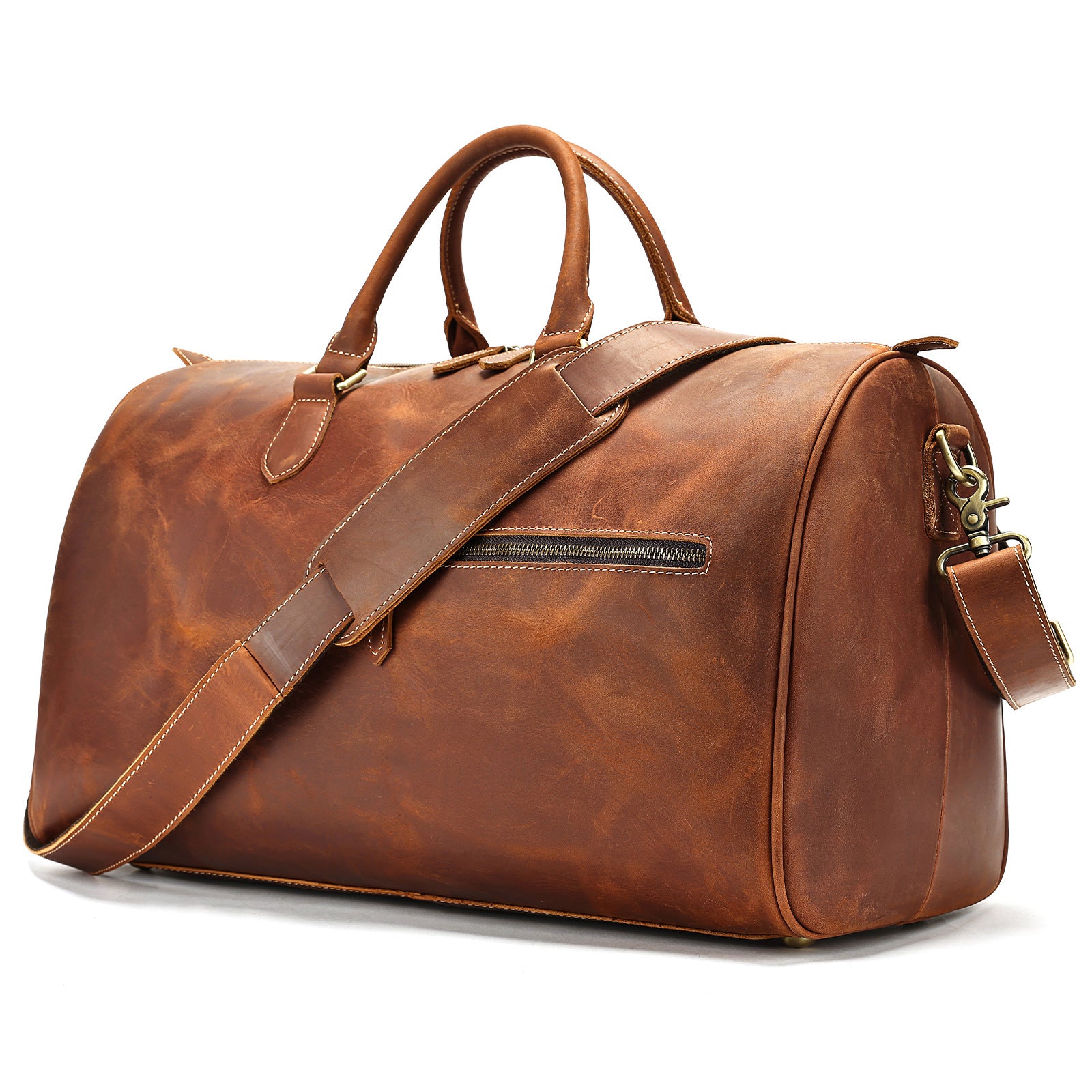 Vintage Leather Shoulder Bag Large Travel Bag | Crossbody Stylish