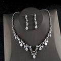 Elegantes Zirkonia Schmuckset im Korea-Design – Halskette & Ohrringe für Hochzeit & Abendmode