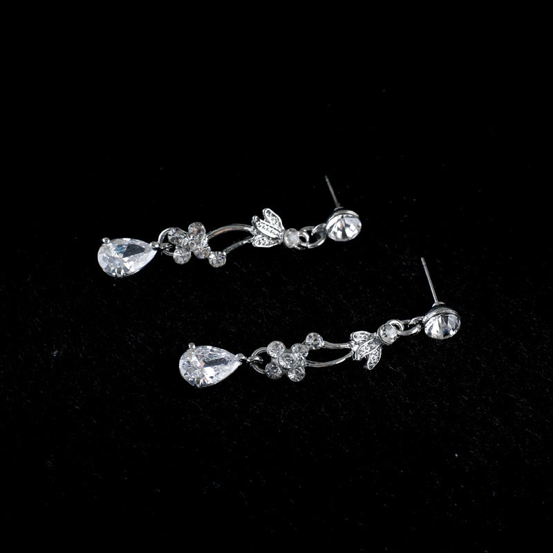 Elegantes Zirkonia Schmuckset im Korea-Design – Halskette & Ohrringe für Hochzeit & Abendmode