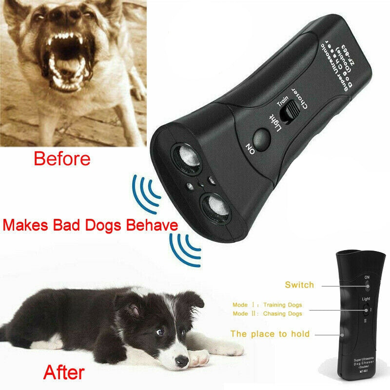 Ultrasonic Dog Trainer | Anti Bark Device with LED 3-in-1