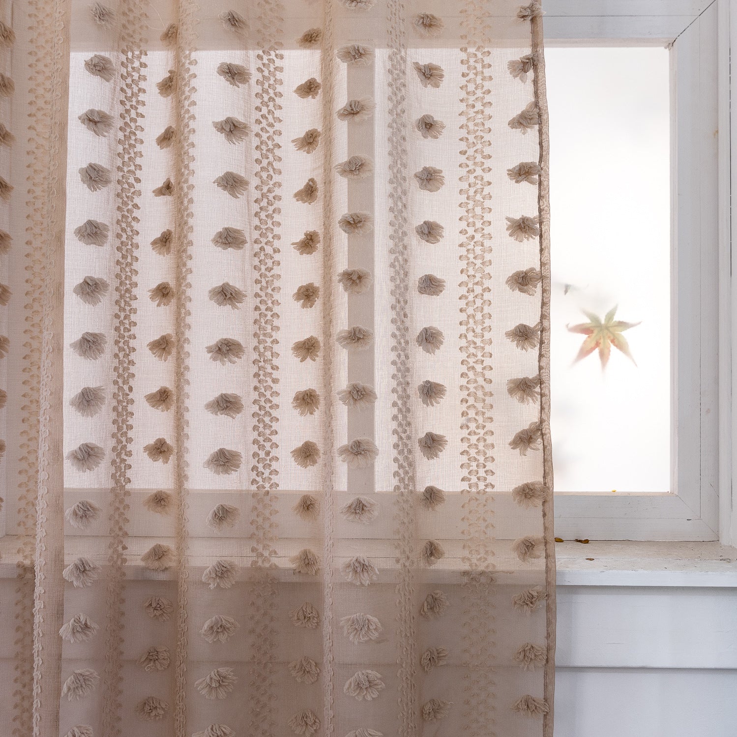Boho Embroidered Curtain | floral textured elegant modern