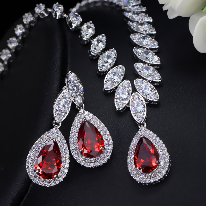 Elegantes AAA Zirkonia Schmuckset – Halskette & Ohrringe im modernen Korea-Design