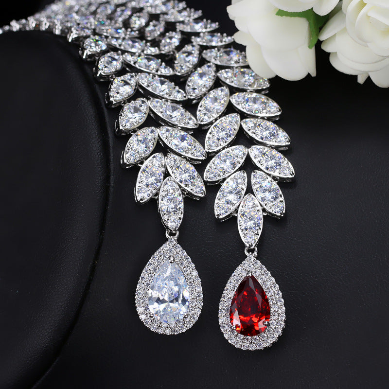 Elegantes AAA Zirkonia Schmuckset – Halskette & Ohrringe im modernen Korea-Design
